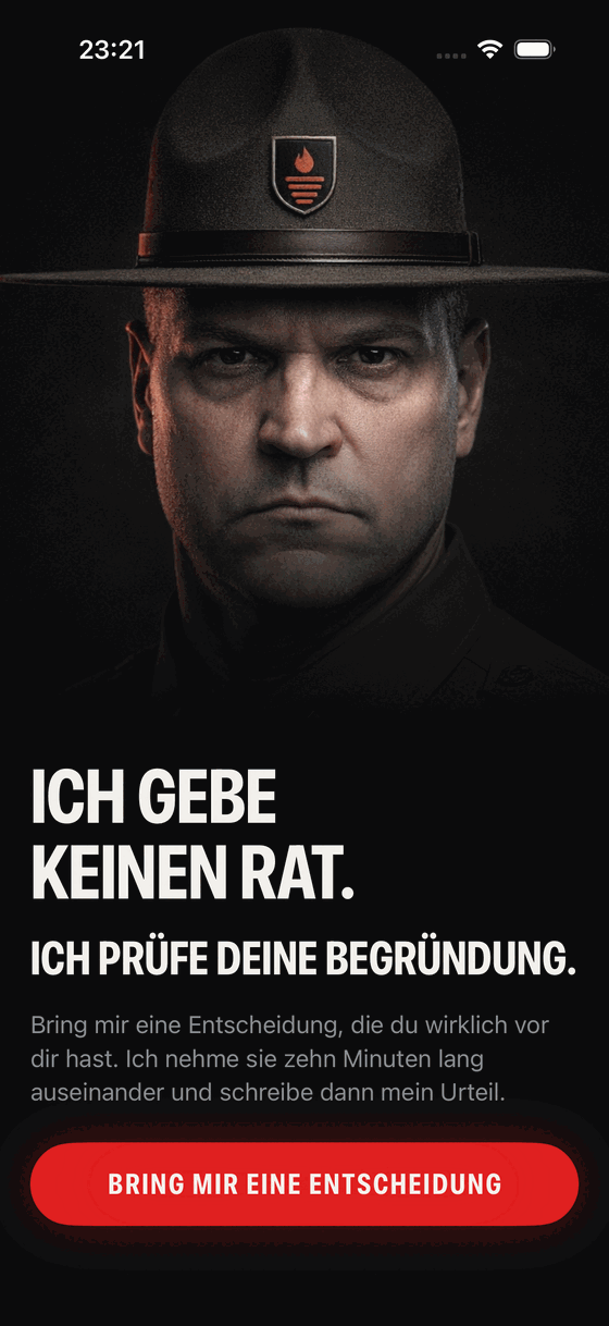 Der Officer auf dem Startbildschirm der iPhone-App