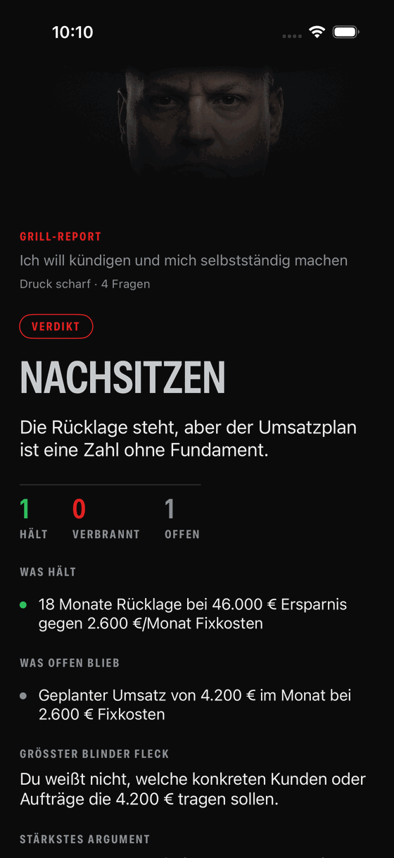 Ein Grill-Report mit dem Verdikt und der Bilanz der Behauptungen
